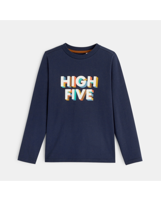 T-shirt à message "High Five" bleu garçon