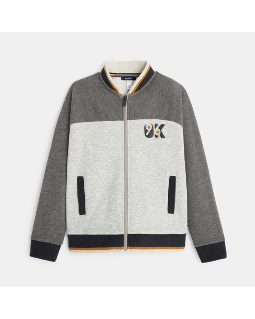 Sweat-shirt teddy zippé gris garçon