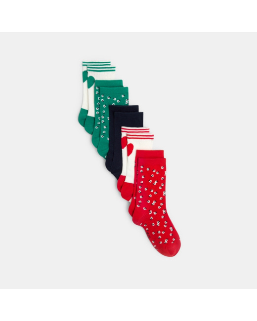Chaussettes à motifs et unies (lot de 5) rouges fille