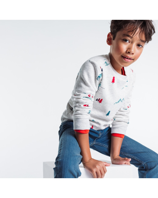 Sweat-shirt à motifs imprimés blanc garçon