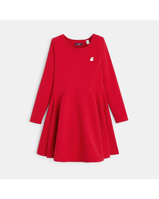 Robe unie en jersey milano rouge fille