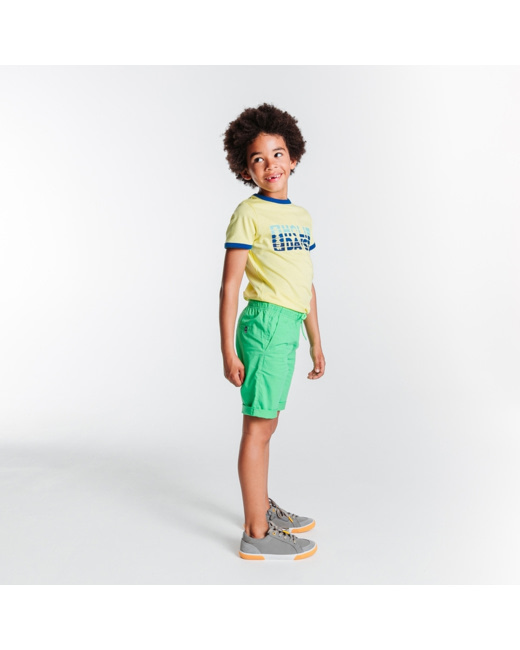 Bermuda slim en toile unie vert garçon