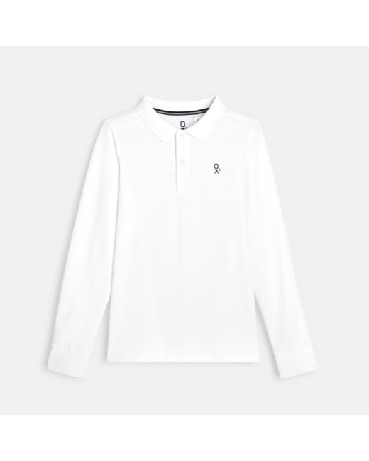 Polo manches longues blanc garçon