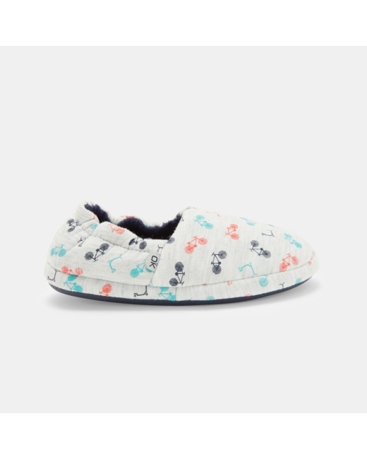 Chaussons tissu imprimé vélos gris garçon