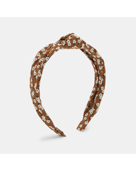 Serre-tête motif fleurs marron fille