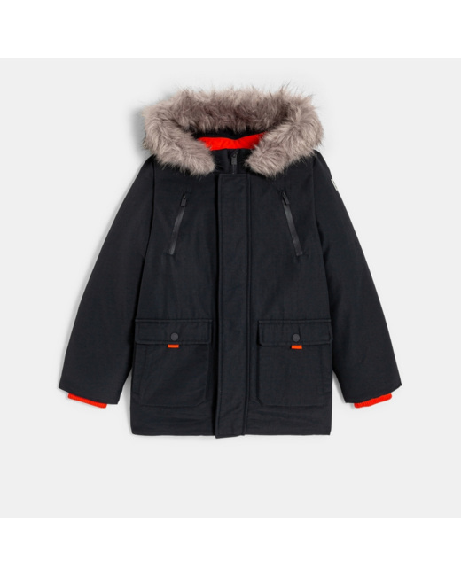 Parka matelassée à capuche rouge garçon