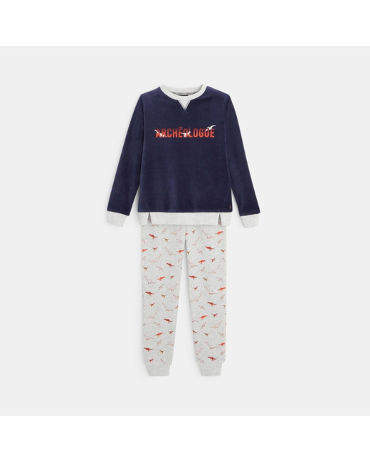 Pyjama 2 pièces dinosaures bleu garçon