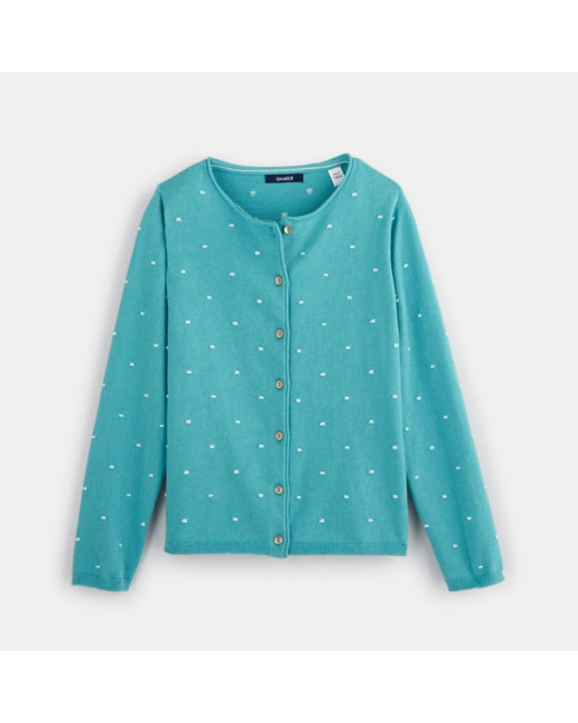Gilet à pois turquoise fille