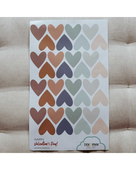 Planche de stickers - Coeurs bleu et beige