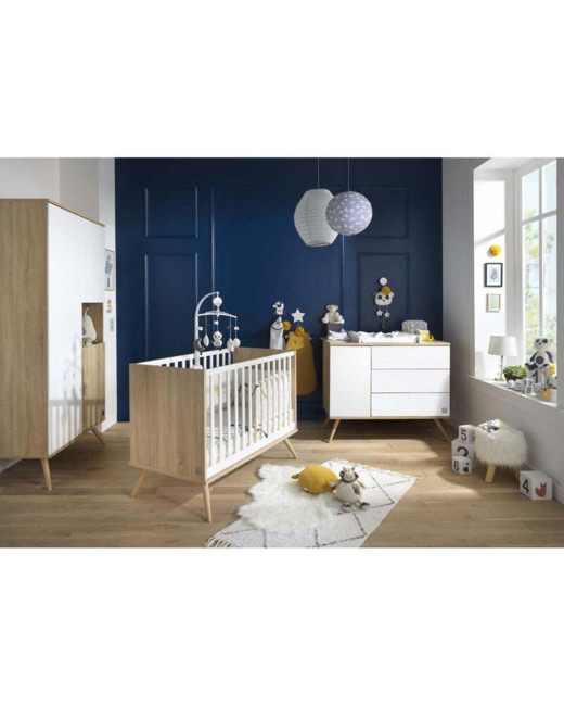 Chambre Trio Seventies Lit bébé évolutif + Commode + Armoire