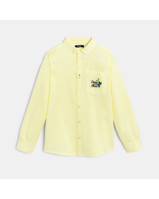 Chemise manches longues col américain jaune garçon