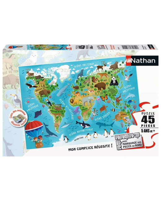 Puzzle Carte du monde des animaux - de 5 ans