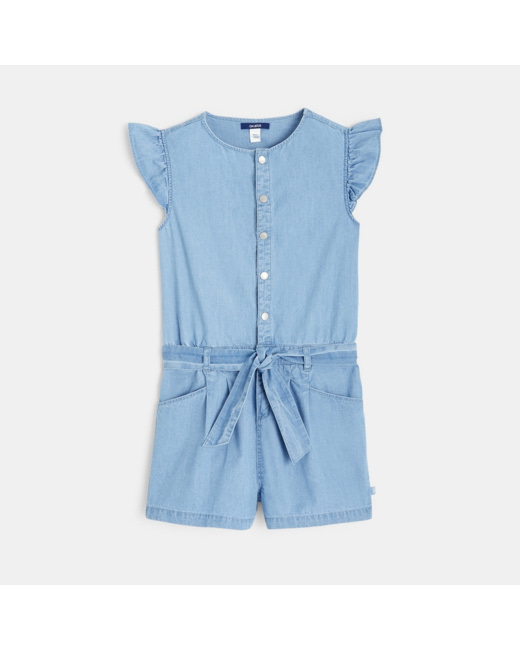 Combishort à mancherons volantées bleu fille