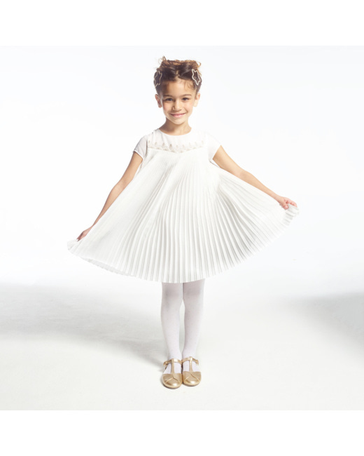 Robe plissée évasée blanche fille