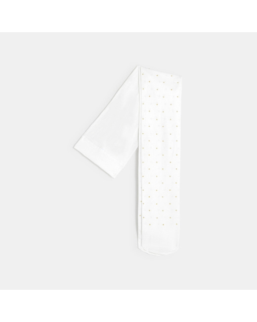 Collants à pois en microfibre blancs fille