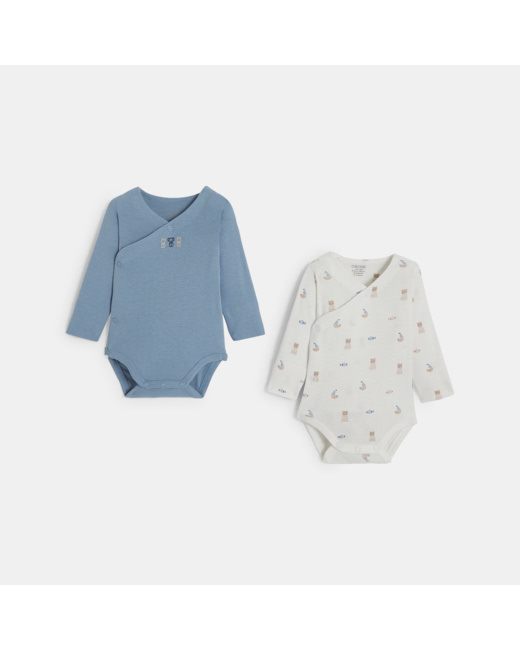Body évolutif bleu naissance (lot de 2)