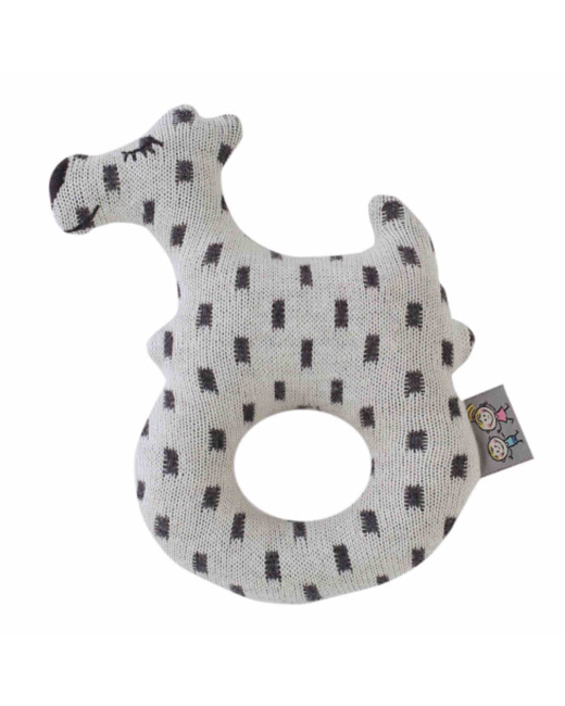 Hochet bébé en coton tricoté , Chien Scotty