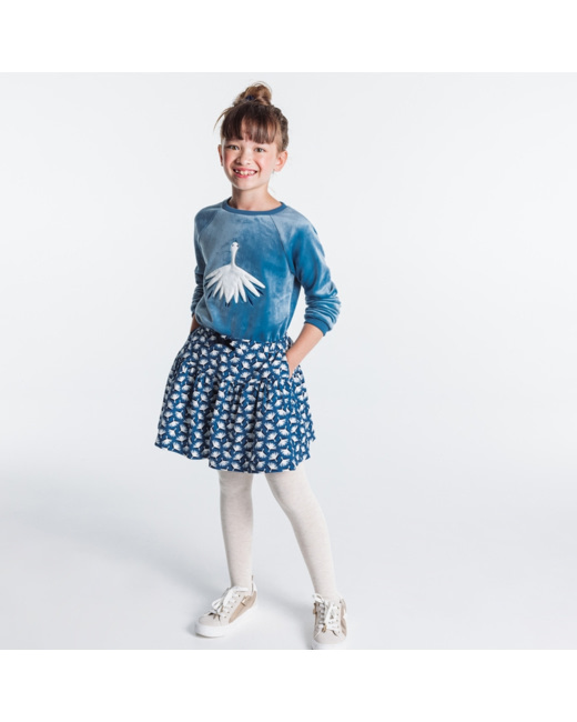 Sweat-shirt manches longues en velours moelleux bleu fille