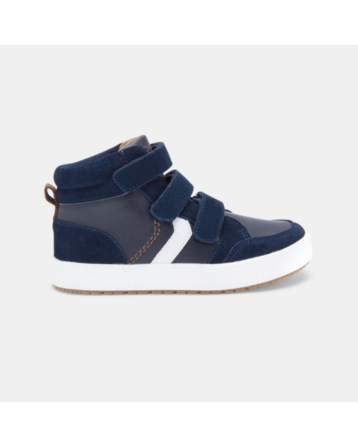 Baskets mix matière à scratchs bleues garçon