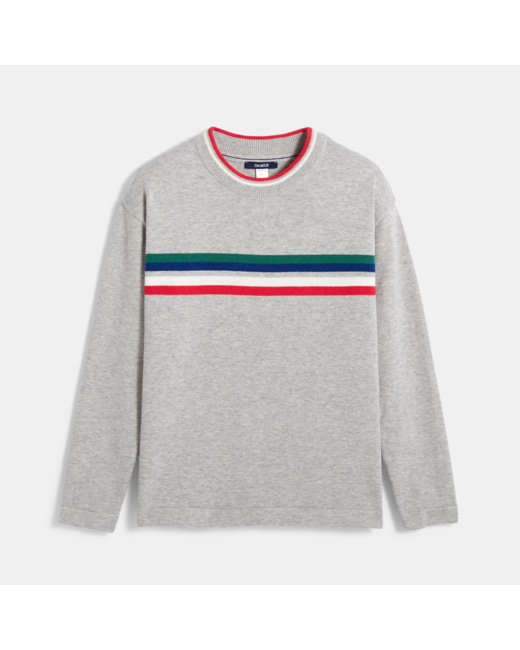 Pull à rayures gris garçon