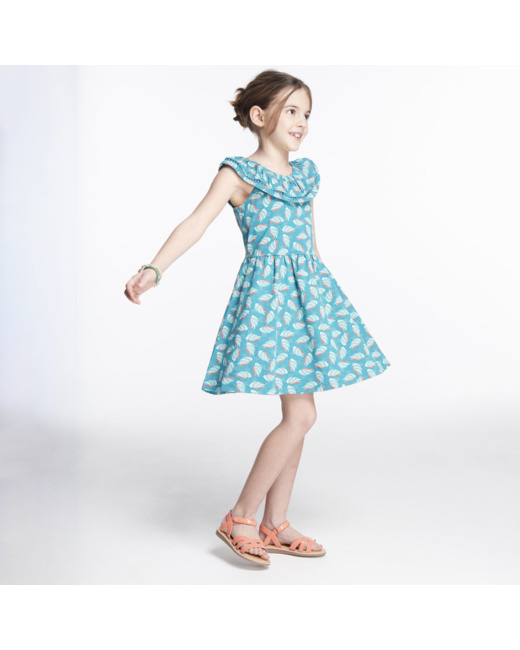 Robe maille paon verte fille