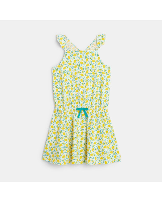 Robe courte en jersey imprimé jaune fille