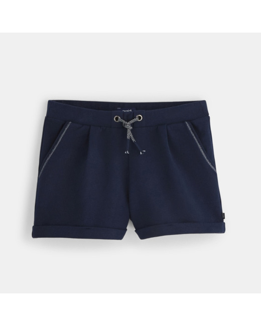 Short en molleton uni bleu fille