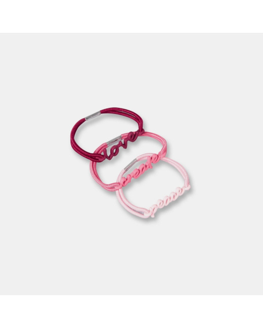 Lot de 3 bracelets à message rose fille