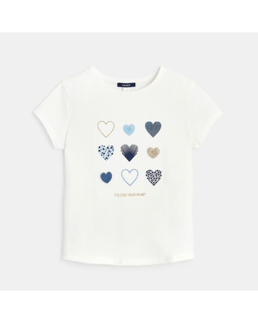 T-shirt Coeurs à personnaliser bleu fille