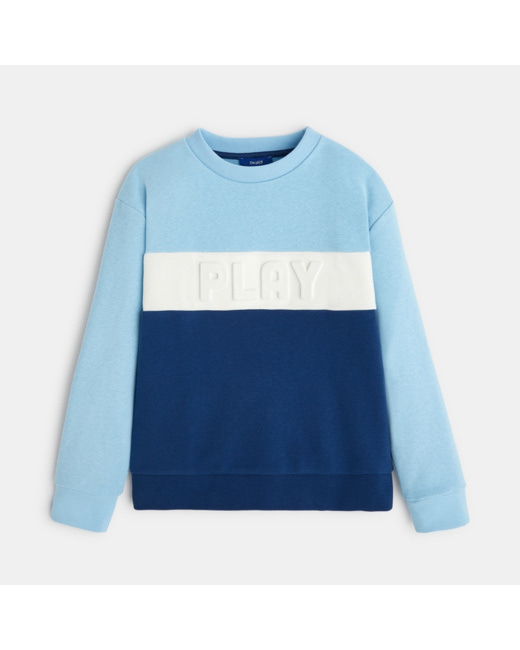Sweat-shirt tricolore bleu garçon
