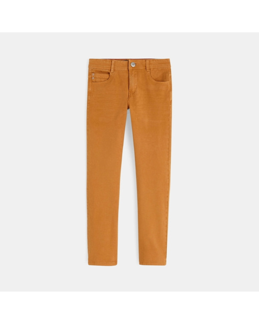 Pantalon droit en toile bi-stretch marron garçon