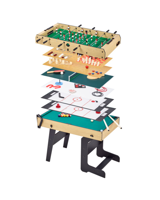 Table multi jeux pliable 16 en 1 pour ado - Baby-foot, ping pong, billard, bowling, palets,...