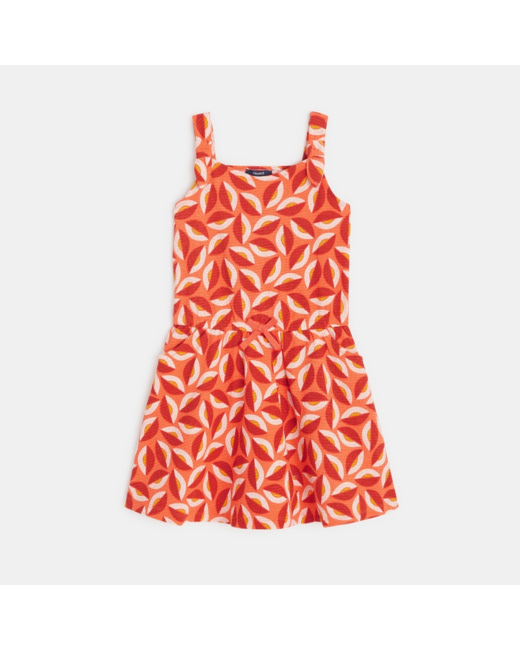 Robe à bretelles imprimée orange fille