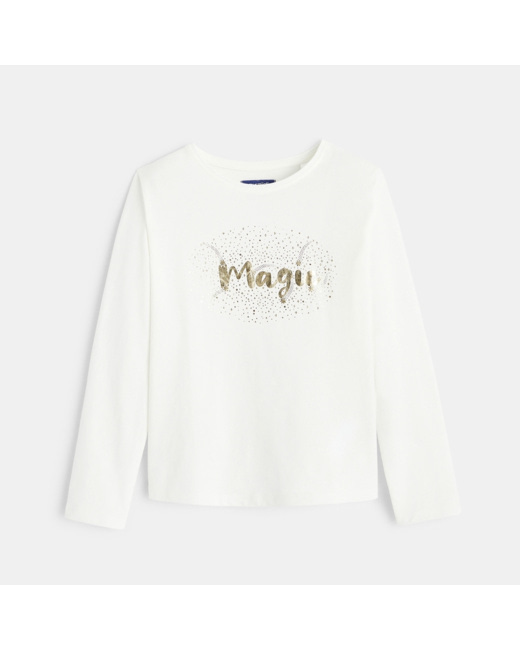T-shirt à motif pailleté Magic blanc fille