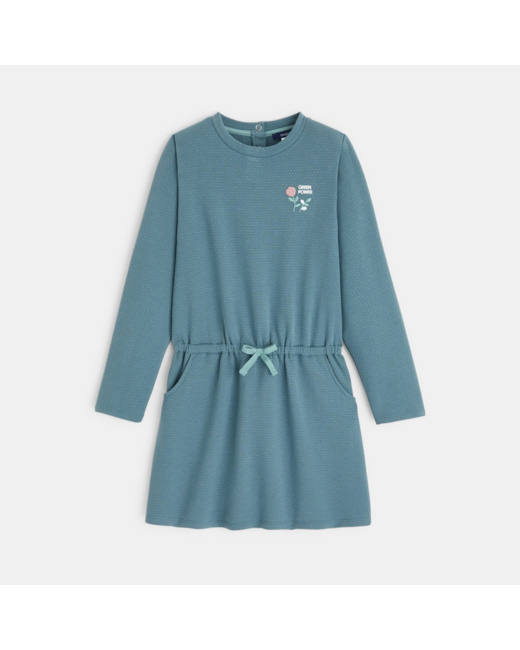 Robe en molleton imprimé verte fille