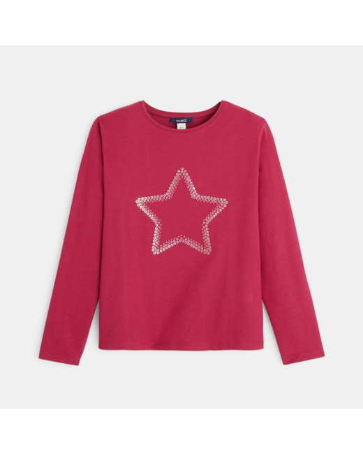 T-shirt à motif en sequins rose fille