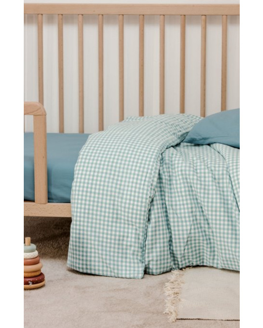 Housse de couette percale de coton bio bébé Vichy