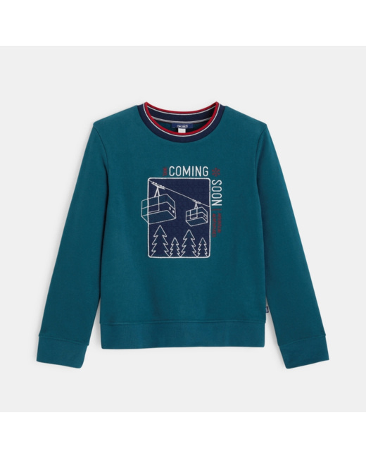 Sweat-shirt à motif brodé vert garçon