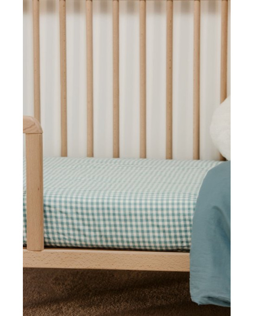Drap housse bébé percale de coton bio Vichy