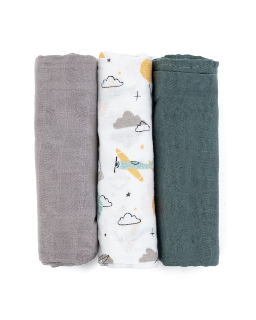 Lot de 3 Couches en Bambou et Mousseline MOUSSY