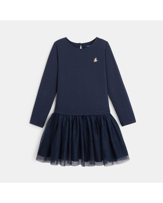 Robe bimatière irisée de fête bleue fille