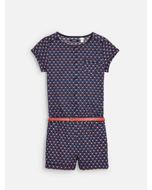Combishort imprimé bleu fille