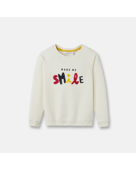 Sweat-shirt à message blanc fille