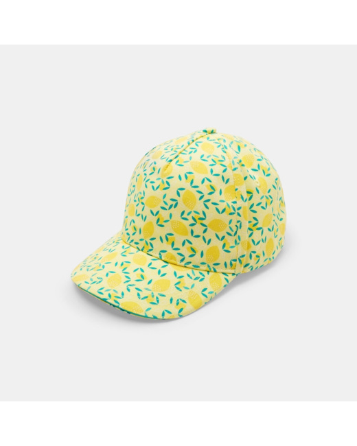 Casquette en toile imprimée jaune fille