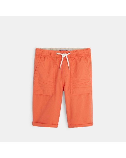 Bermuda en toile à taille élastiquée orange garçon
