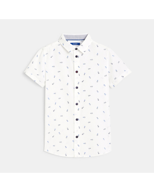 Chemise manches courtes imprimée blanche garçon