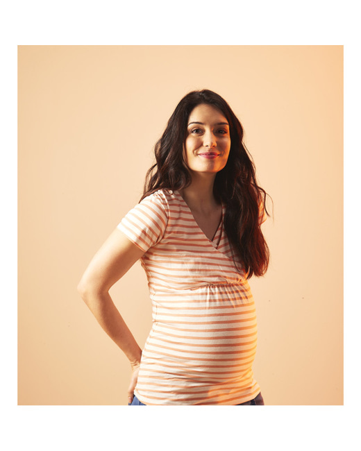 T-shirt de grossesse et d'allaitement manches courtes rayé