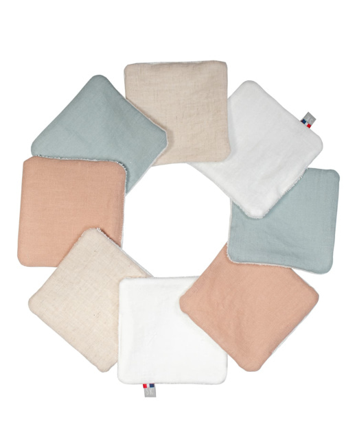 Lingettes bébé lavables en lin, 8 pièces