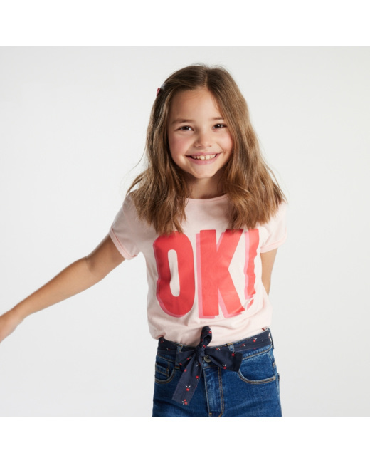 T-shirt à message rose fille
