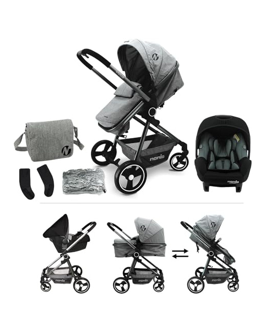 Poussette combinée 3 en 1 GIULIA  + Siège auto BEONE EVO i + Sac à langer, habillage pluie